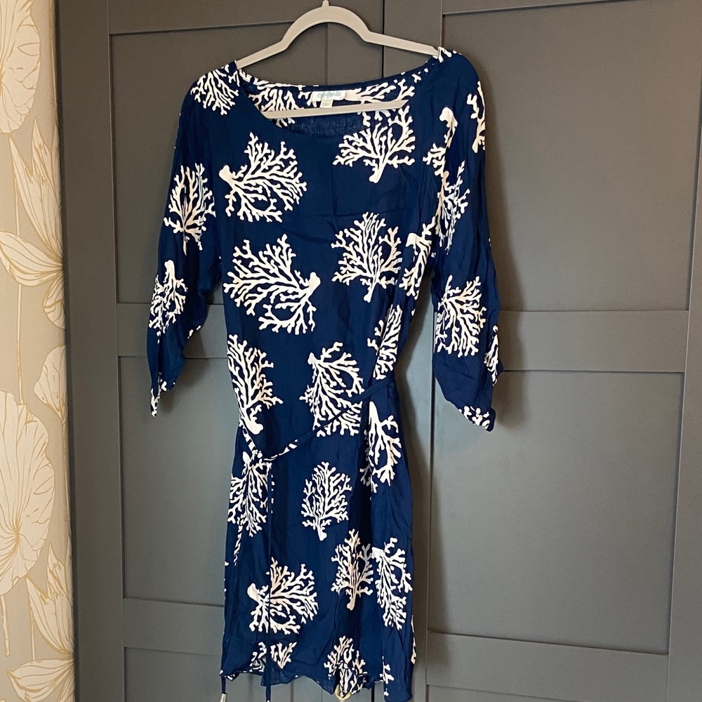 Escapada Blue and White Long Sleeve Dress